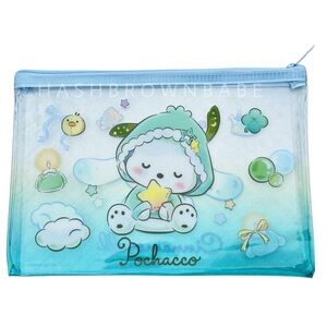 Sanrio Cinnamoroll Pochacco Womens Cute Dog Blue Transparent Makeup Zipper Pouch
